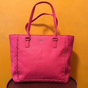 Kate Spade Bright Flamingo Sugar Lane Pebbled Leather Zip Top Tote Bag